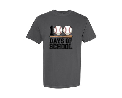 brand:Comfort Colors|color:Pepper|100 Days Of School Baseball 3 Graphic T-Shirt