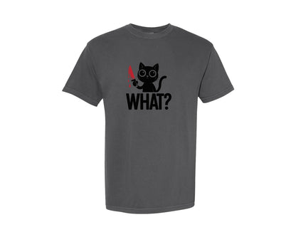 brand:Comfort Colors|color:Pepper|What Cat Funny Humor Cat Graphic T-Shirt