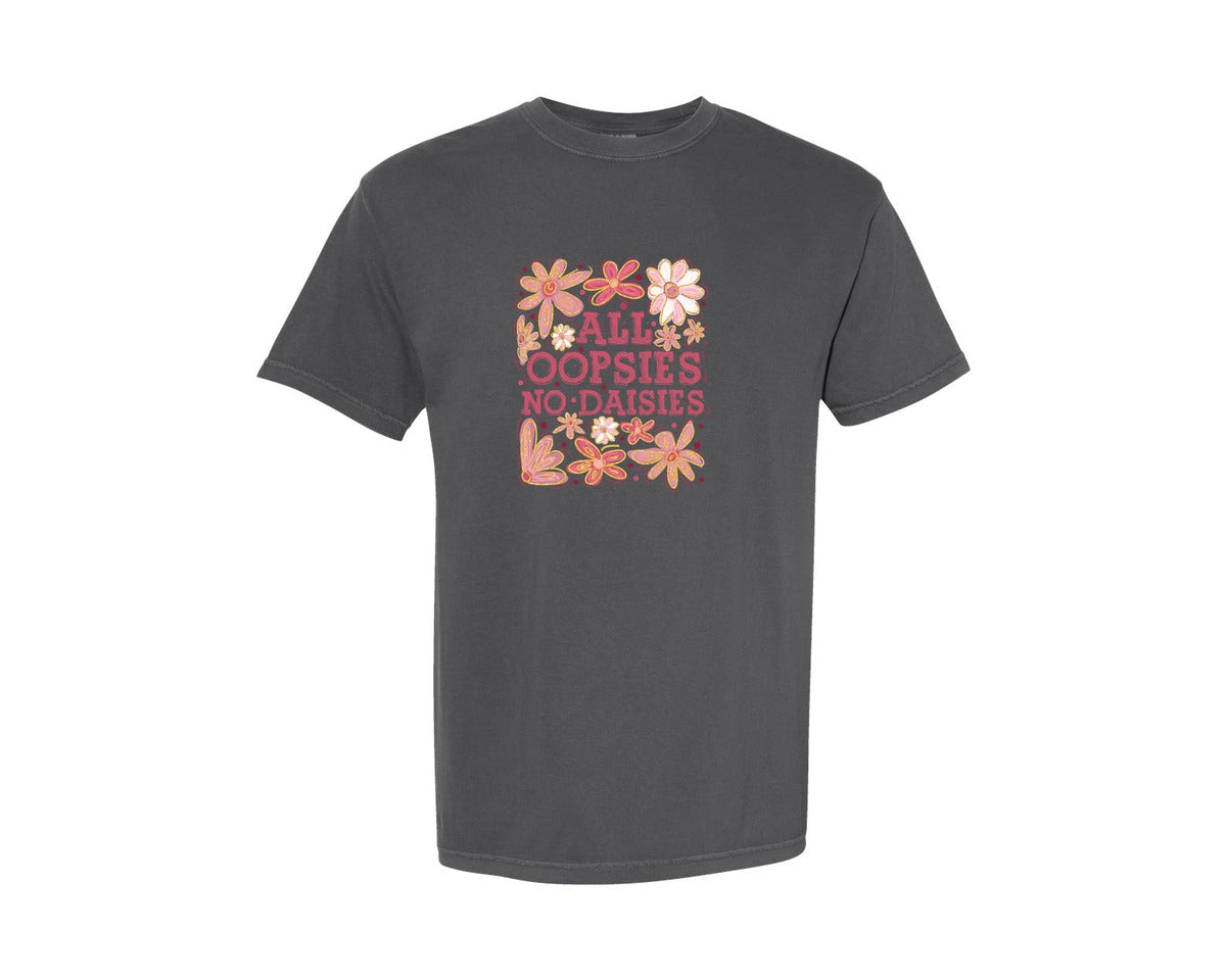 brand:Comfort Colors|color:Pepper|All Oopsies No Daisies Boho Floral Graphic T-Shirt