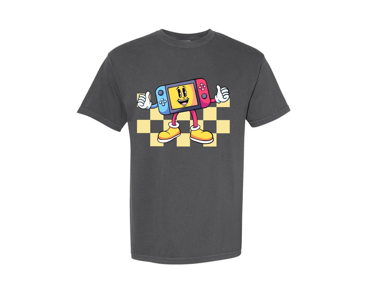 brand:Comfort Colors|color:Pepper|Nintendo Switch Gamer Cartoon T Shirt Graphic T-Shirt