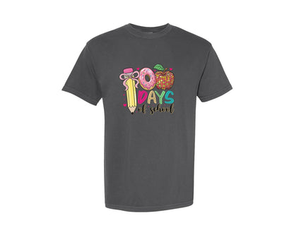 brand:Comfort Colors|color:Pepper|100 Days Of School Pencil Coquette 5 Graphic T-Shirt