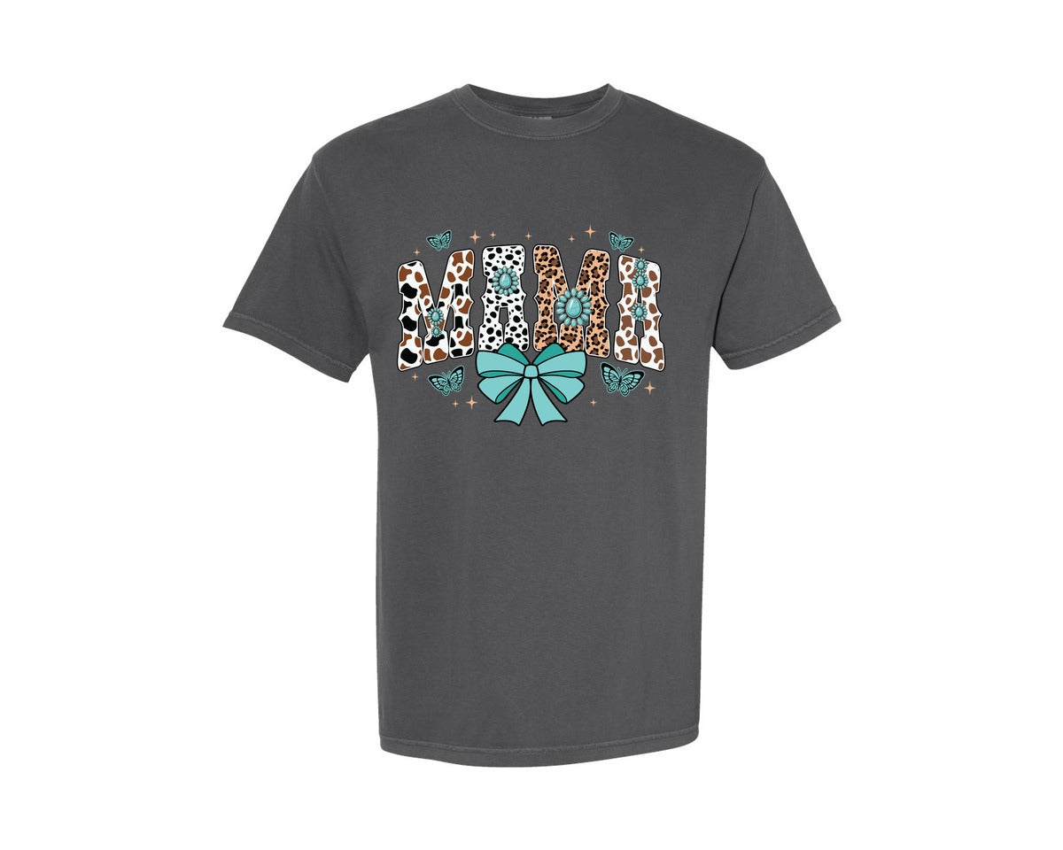 brand:Comfort Colors|color:Pepper|Western Mama Blue Coquette Graphic T-Shirt