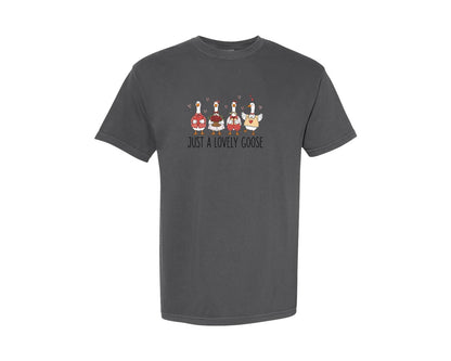 brand:Comfort Colors|color:Pepper|Just A Lovely Goose Valentine Goose Graphic T-Shirt