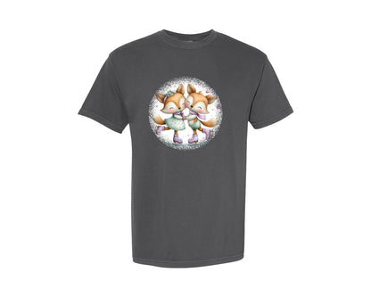 brand:Comfort Colors|color:Pepper|Couple Animals Round Tshirt 22 Graphic T-Shirt