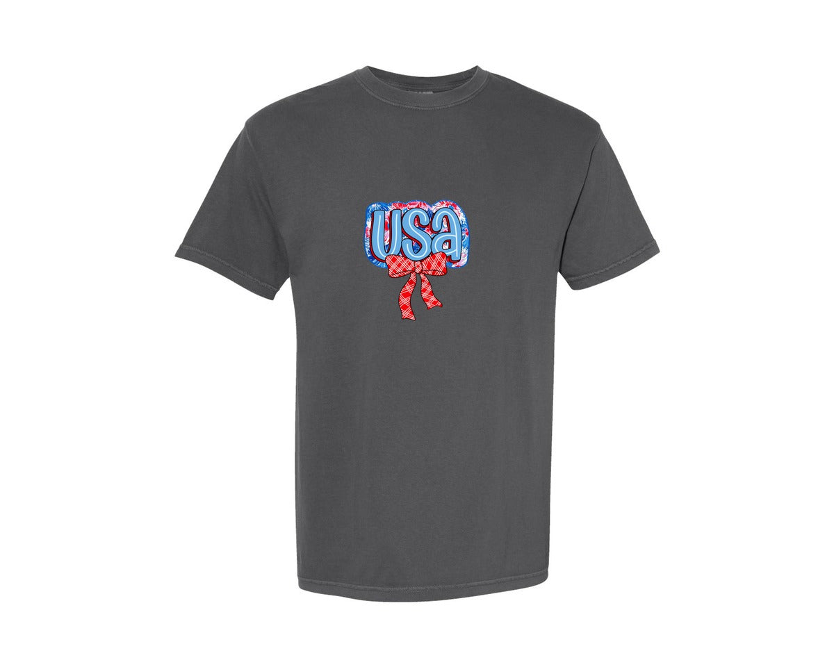 brand:Comfort Colors|color:Pepper|Coquette Usa 4Th Of July Graphic T-Shirt
