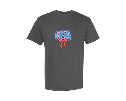 brand:Comfort Colors|color:Pepper|Coquette Usa 4Th Of July Graphic T-Shirt