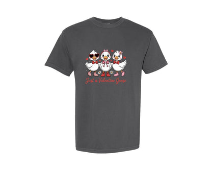 brand:Comfort Colors|color:Pepper|Cute Valentine Goose Love Duck Graphic T-Shirt