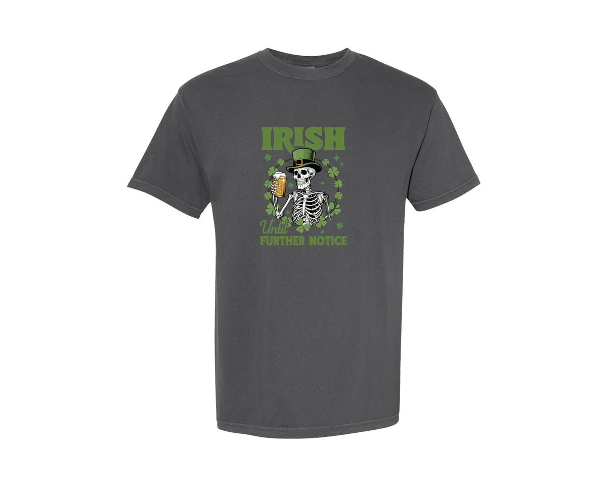 brand:Comfort Colors|color:Pepper|St Patricks Day Irish Skeleton Graphic T-Shirt