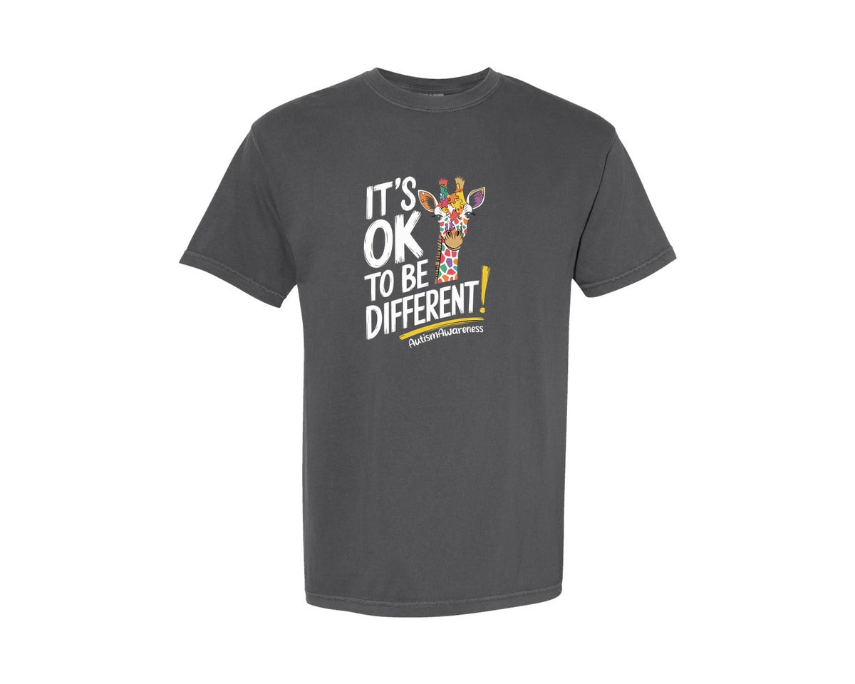 brand:Comfort Colors|color:Pepper|Its Ok To Be Different Autism Awareness 17 Graphic T-Shirt