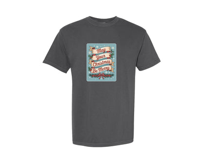 brand:Comfort Colors|color:Pepper|Vintage Christmas Label Desin Graphic T-Shirt