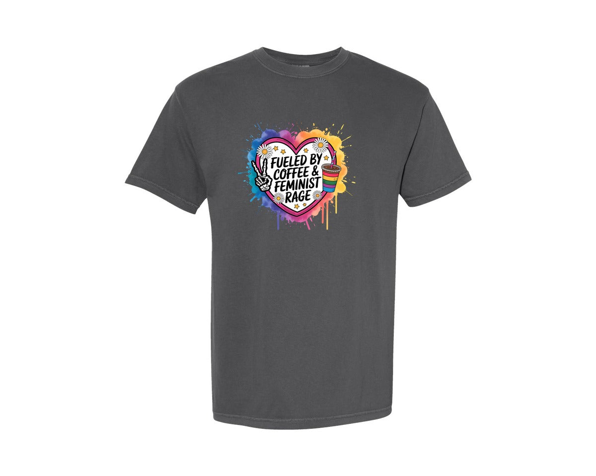 brand:Comfort Colors|color:Pepper|Feminist Rage Coffee Lover Graphic T-Shirt