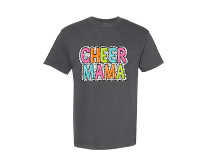 brand:Comfort Colors|color:Pepper|Cheer Mama Dalmatian Dots Doodle Mom Graphic T-Shirt