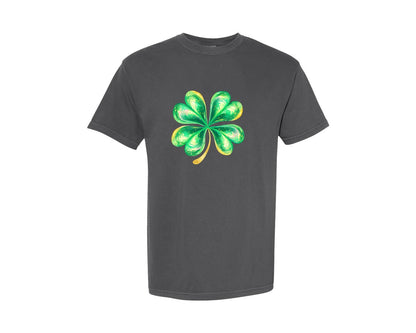 brand:Comfort Colors|color:Pepper|Glitter St Patricks Day Shamrock Graphic T-Shirt