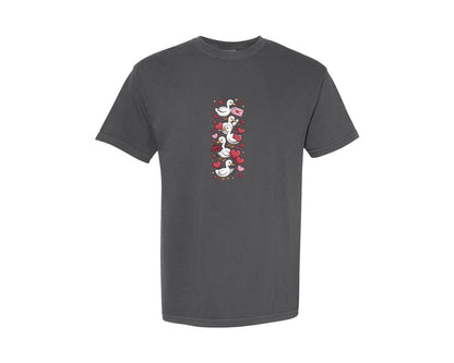 brand:Comfort Colors|color:Pepper|Retro Valentine Goose Funny Valenti 3 Graphic T-Shirt