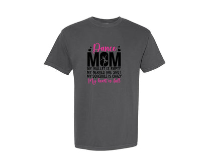 brand:Comfort Colors|color:Pepper|Dance Mom My Heart Is Full Mom Life Graphic T-Shirt