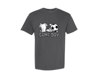 brand:Comfort Colors|color:Pepper|Soccer Game Day Retro Soccer Mom Graphic T-Shirt
