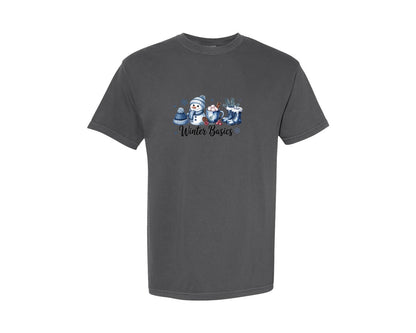 brand:Comfort Colors|color:Pepper|Snowman Coquette Winter Basics Girly Graphic T-Shirt