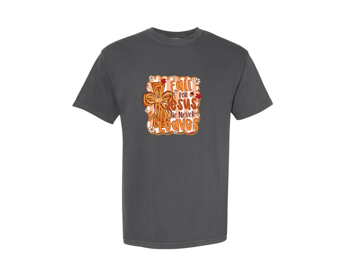 brand:Comfort Colors|color:Pepper|Fall For Jesus Christian Fall Graphic T-Shirt