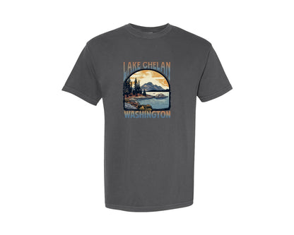 brand:Comfort Colors|color:Pepper|Lakes Of The Usa T Shirt Design Graphic T-Shirt