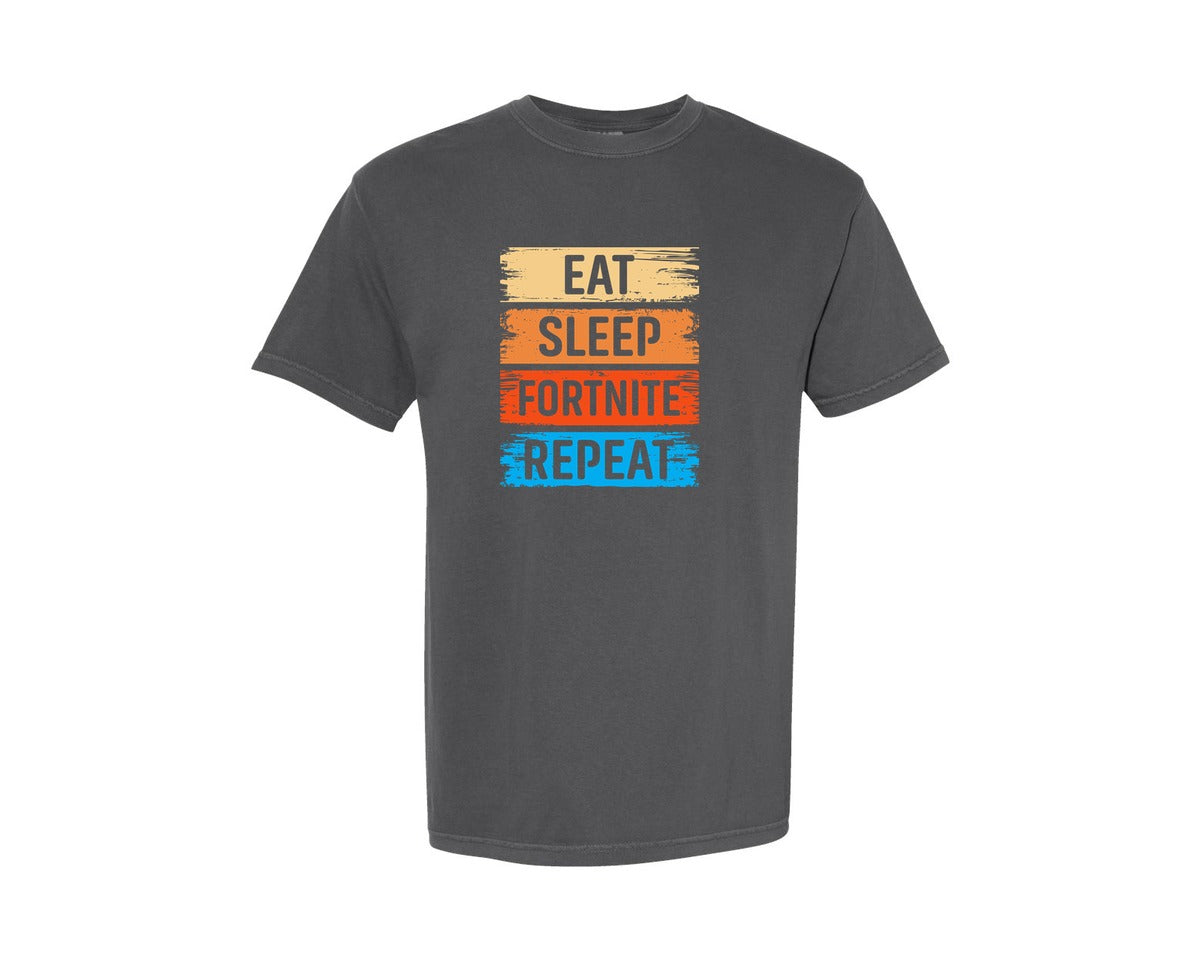 brand:Comfort Colors|color:Pepper|Eat Sleep Fortnite Repeat 5 Graphic T-Shirt