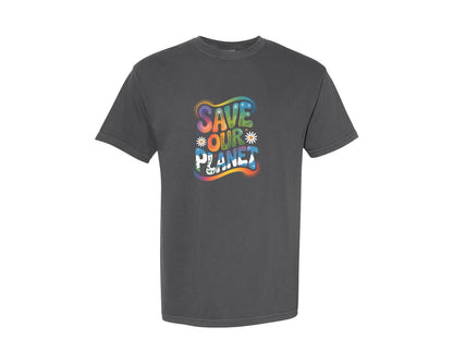 brand:Comfort Colors|color:Pepper|Save Our Planet Colorful Earth Day Graphic T-Shirt