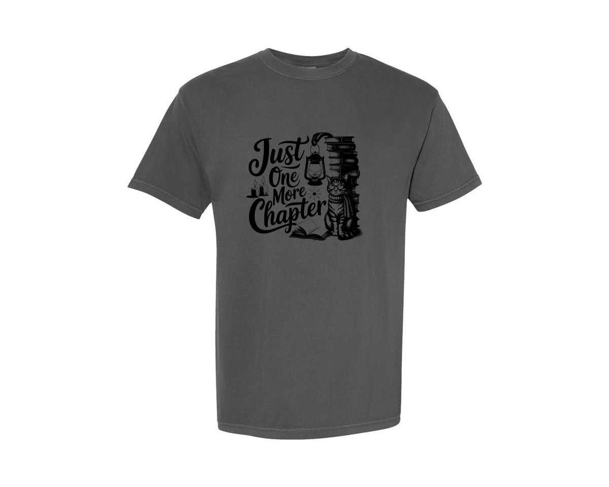 brand:Comfort Colors|color:Pepper|Just One More Chapter T Shirt Design Graphic T-Shirt