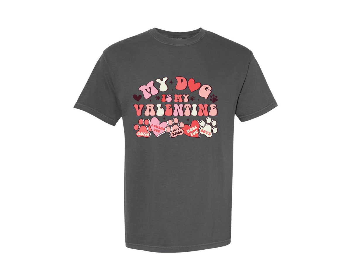 brand:Comfort Colors|color:Pepper|My Dog Is My Valentine 204 Graphic T-Shirt
