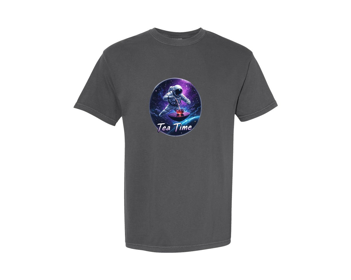 brand:Comfort Colors|color:Pepper|Astronaut Tea Time In Space T Shirt Graphic T-Shirt