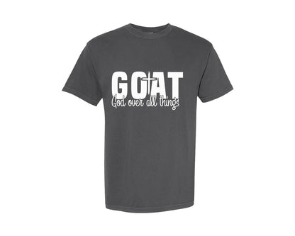 brand:Comfort Colors|color:Pepper|G O A T Christian Designs God Over Graphic T-Shirt