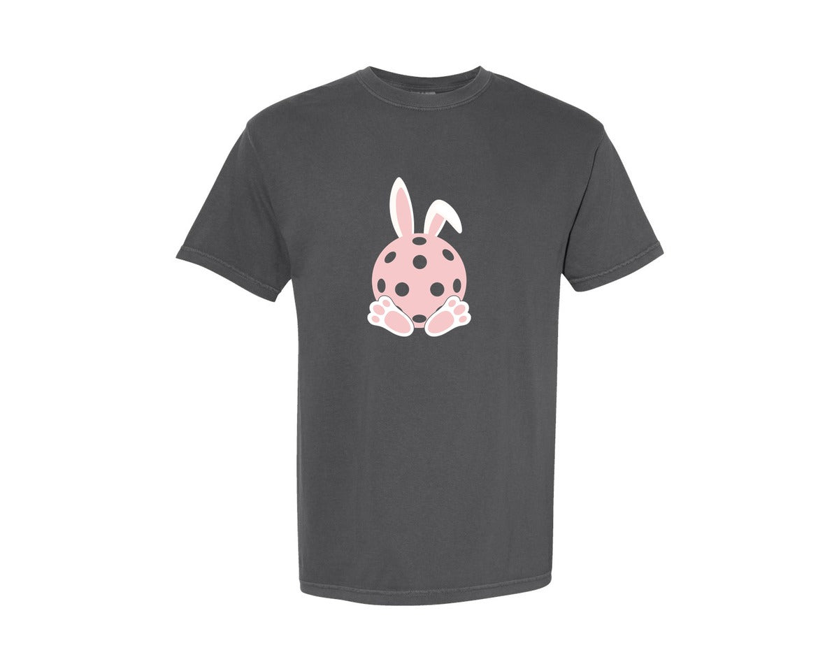 brand:Comfort Colors|color:Pepper|Pickleball Lover Easter Bunny Ears Feet Graphic T-Shirt