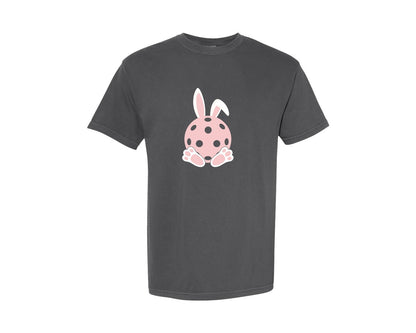 brand:Comfort Colors|color:Pepper|Pickleball Lover Easter Bunny Ears Feet Graphic T-Shirt