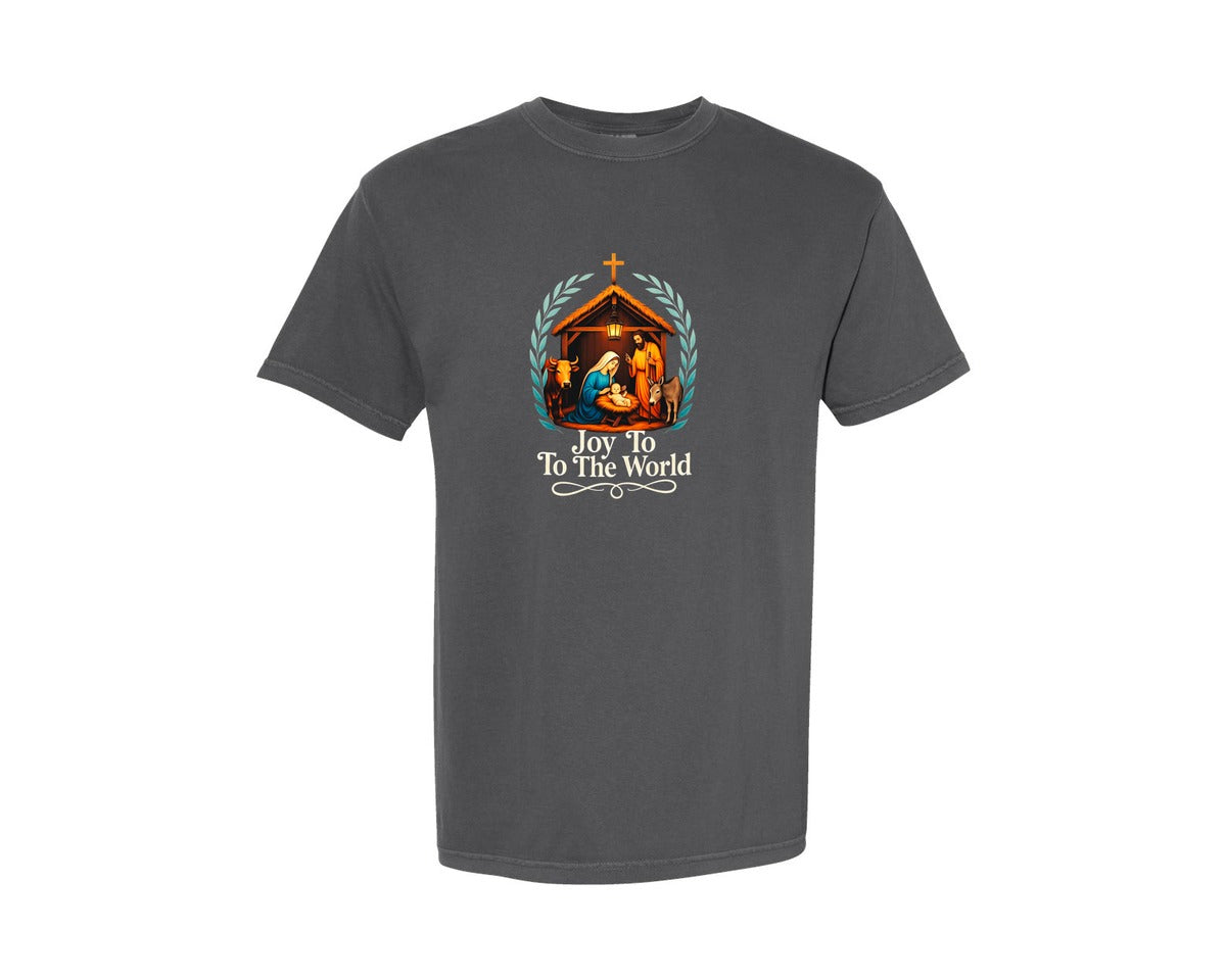 brand:Comfort Colors|color:Pepper|Jesus Christmas Joy To The World Graphic T-Shirt
