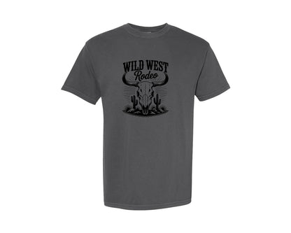 brand:Comfort Colors|color:Pepper|Vintage Desert Cow Skull Wild West Rodeo Graphic T-Shirt