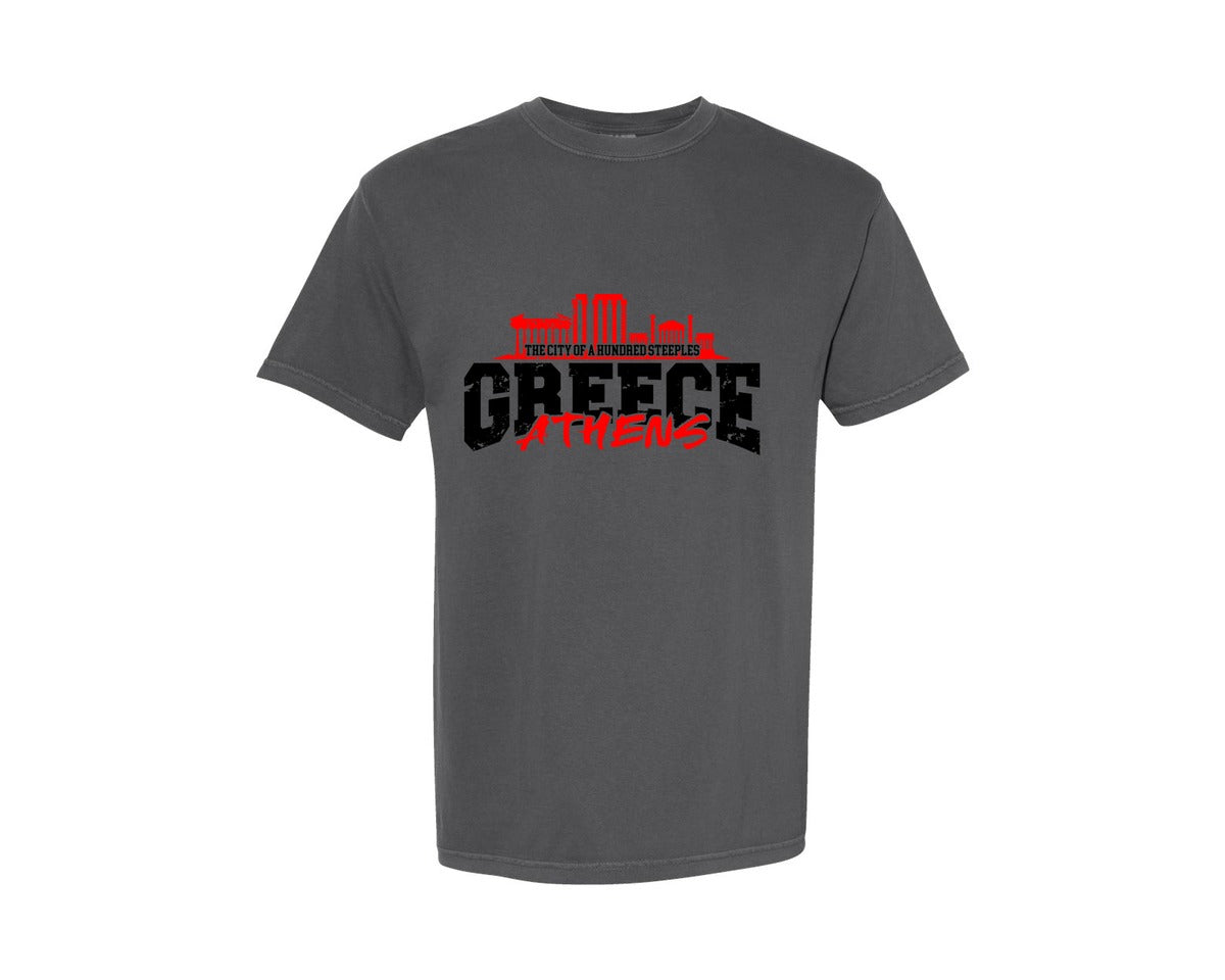 brand:Comfort Colors|color:Pepper|Distressed Athens Greece Shirt Graphic T-Shirt