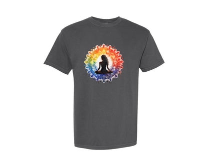 brand:Comfort Colors|color:Pepper|Yoga Serenity Art Graphic T-Shirt