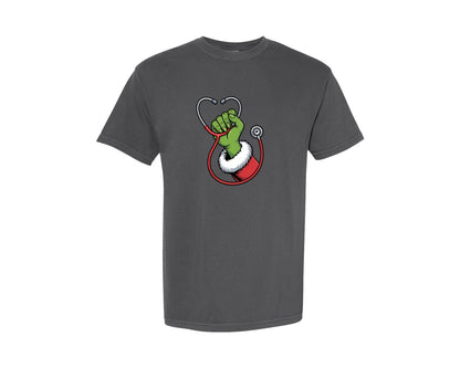 brand:Comfort Colors|color:Pepper|Funny Nurse Christmas Stethoscope 5 Graphic T-Shirt