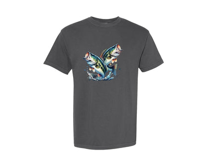 brand:Comfort Colors|color:Pepper|Largemouth Bass Fish Fishing Graphic T-Shirt