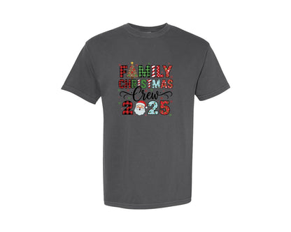 brand:Comfort Colors|color:Pepper|Retro Family Christmas Crew 2025 7 Graphic T-Shirt