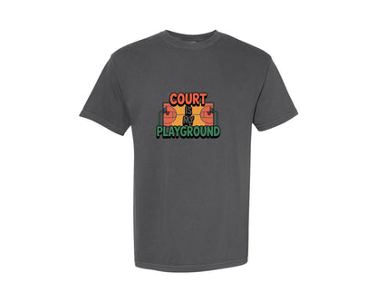 brand:Comfort Colors|color:Pepper|Court Is My Playground Basketball Shirt Graphic T-Shirt