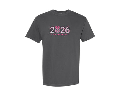 brand:Comfort Colors|color:Pepper|Coquette New Year 2026 Disco Ball 2 Graphic T-Shirt