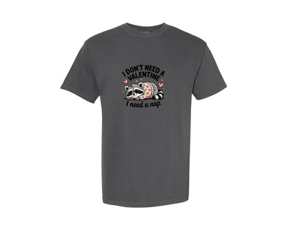 brand:Comfort Colors|color:Pepper|Anti Valentines Raccoon T Shirt Graphic T-Shirt