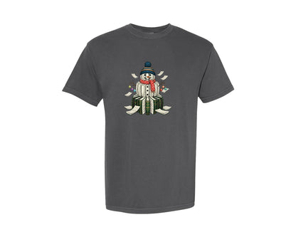 brand:Comfort Colors|color:Pepper|Christmas Book Snowman Graphic T-Shirt