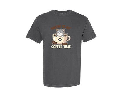 brand:Comfort Colors|color:Pepper|Meow Coffee Lover T Shirt Graphic T-Shirt