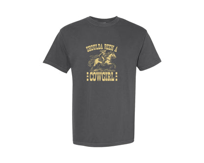 brand:Comfort Colors|color:Pepper|Should A Been A Cowgirl Retro Graphic T-Shirt