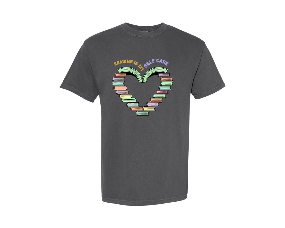 brand:Comfort Colors|color:Pepper|Reading Is My Self Care T Shirt Graphic T-Shirt