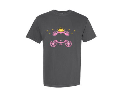 brand:Comfort Colors|color:Pepper|Princess Carriage With Crown Split Name Graphic T-Shirt