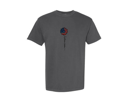 brand:Comfort Colors|color:Pepper|American Mama Sunflower 4Th Of July Graphic T-Shirt
