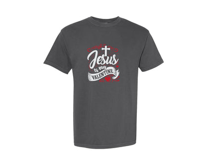 brand:Comfort Colors|color:Pepper|Jesus My Valentine Tshirt Graphic T-Shirt