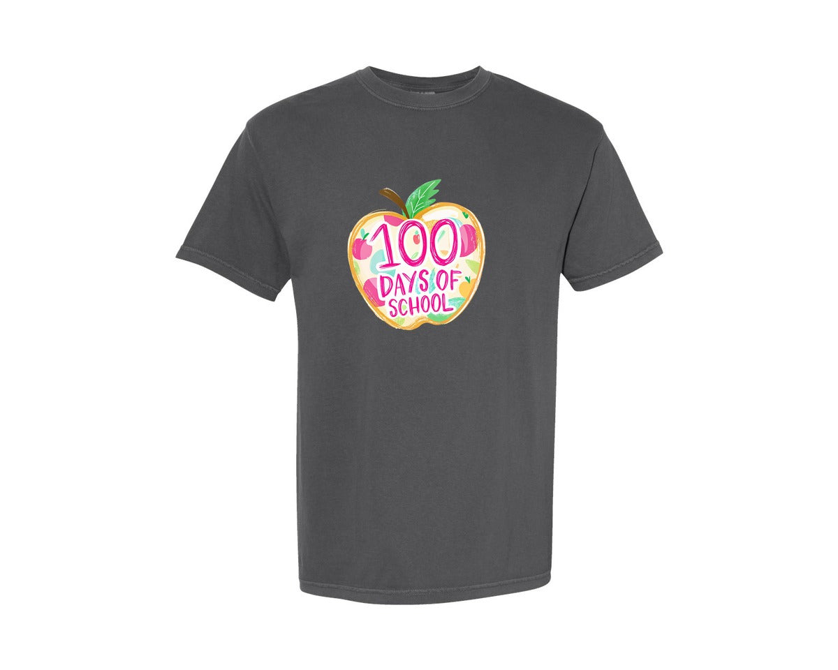 brand:Comfort Colors|color:Pepper|100 Day Of School Brushstroke Graphic T-Shirt