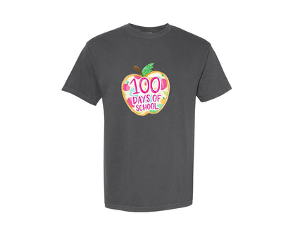 brand:Comfort Colors|color:Pepper|100 Day Of School Brushstroke Graphic T-Shirt